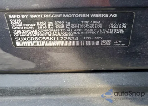 2019 BMW X5 xDrive40I z USA, uszkodzony, nr VIN 5UXCR6C55KLL22534